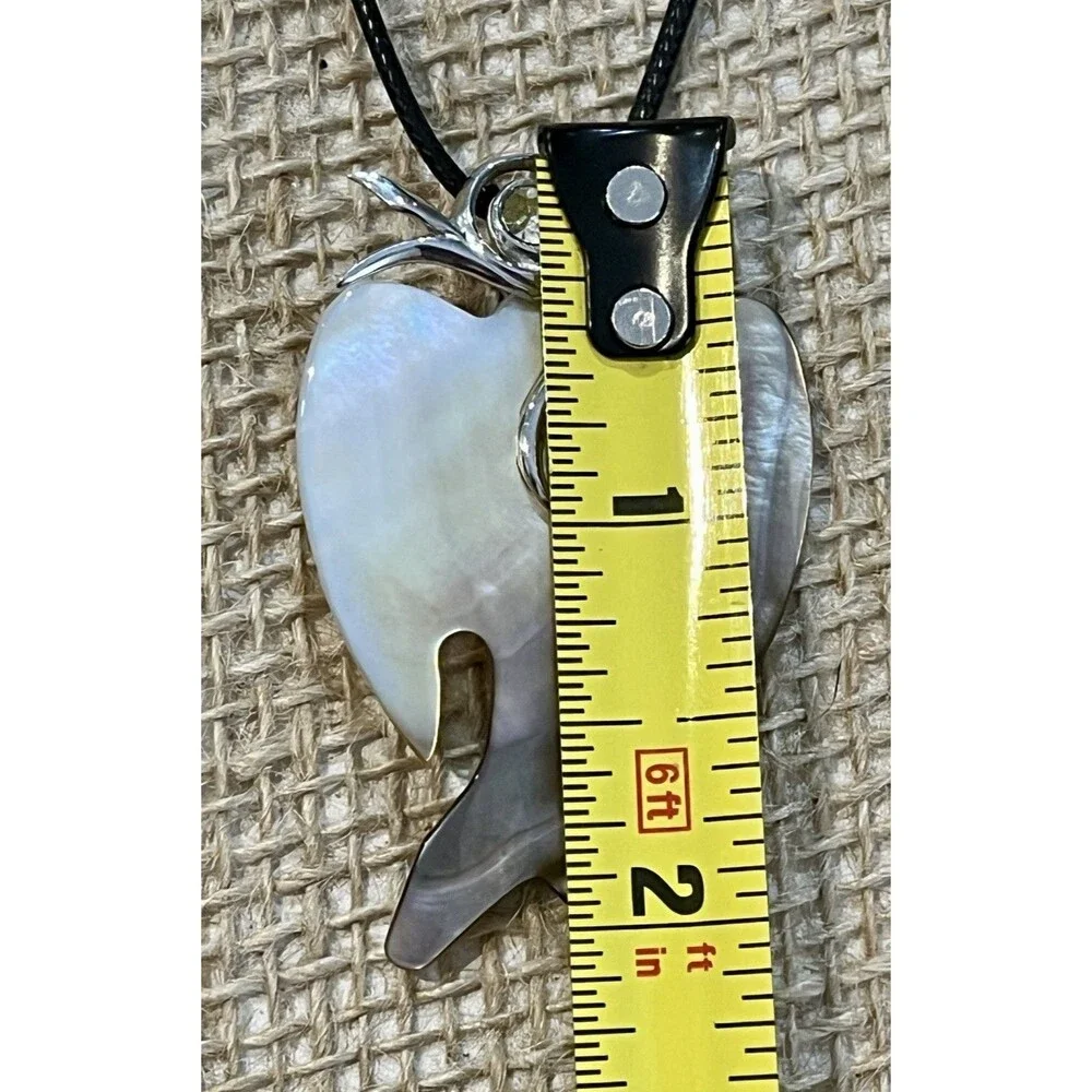 925 Sterling Silver Signed Pendant Necklace Roadrunner Bird MOP Bird Lovers